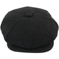 TruClothing Men's Classic Wool Blend Newsboy Hat Flat Cap in Black | Size: 20 inches