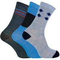 Soxinnabox Men's 6 Pack Patterned Blue Argyle Striped Socks with Comfort Toe Seams in Grey | Size: 6-11
