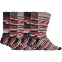 Sock Snob Men's 6 Pack Colourful Striped Patterned Dress Cotton Socks in 7 Styles in Burgundy | Size: 6-11
