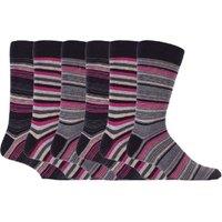 Sock Snob Men's 6 Pack Colourful Striped Patterned Dress Cotton Socks in 7 Styles in Red | Size: 6-11