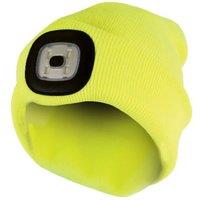 Sock Snob Men's & Winter Knit Beanie Hat with LED Light Torch in Yellow