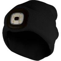 Sock Snob Men's & Winter Knit Beanie Hat with LED Light Torch in Black
