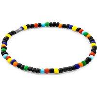 ANCHOR & CREW Men's Jack Silver & Glass SKINNY Bracelet in Black | Size: 23 cm