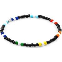 ANCHOR & CREW Men's Oscar Silver & Glass SKINNY Bracelet in Black | Size: 21 cm