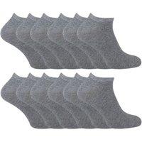 Sock Snob Men's 12 Pairs Soft Cotton Breathable Trainer Socks in Grey | Size: 12-3