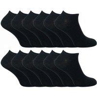 Sock Snob Men's 12 Pairs Soft Cotton Breathable Trainer Socks in Black | Size: 9-12