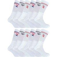 Sock Snob Men's 12 Pairs Retro Stripe Cotton Sports Socks in White & Black | Size: 6-11