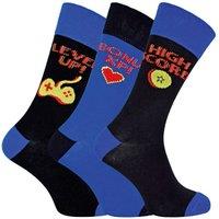 Sock Snob Men's 3 Pack Retro Gaming Funky Novelty Video Game Socks in Royal | Size: 6-11