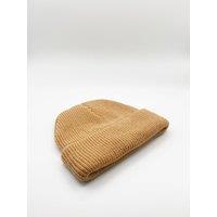 SVNX Men's Knitted Ribbed Beanie in Beige