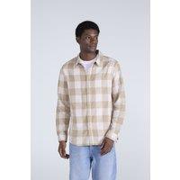 Animal Men's 'Cove' Cotton Check Flannel Shirt Stylish Lightweight Button Down Top in Cream | Size: XS