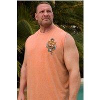 BadRhino Men's Acid Wash Tiger Vest in Orange | Size: 4XL