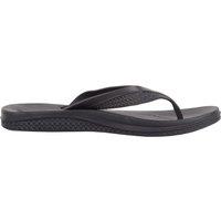 ABSOLUTE FOOTWEAR Men's Easy Slip On Padded Summer Holiday Toepost Flip Flops in Black | Size: 8
