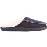 ABSOLUTE FOOTWEAR Men's Oliver, Slip On Mule Slipper with Faux Fur Inner & Stripe Design in Navy | Size: 6-7