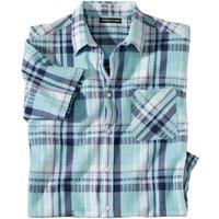 Atlas for Men Men's Checked Waffle Shirt in Turquoise | Size: Large