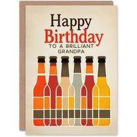 Artery8 Men's Happy Birthday Card to a Brilliant Grandpa Craft Beer Lover Row of Bottles in Beige