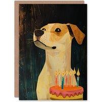 Artery8 Men's Birthday Card Jack Russell Terrier Cake Candles Dog Lover For Him Dad Brother Son Papa Grandad Greeting Card in Brown