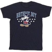 Disney Men's Birthday Boy Mickey Mouse Cotton T-Shirt in Navy | Size: 2XL