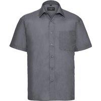 Russell Collection Men's Poplin Easy-Care Short-Sleeved Shirt in Grey | Size: 15.5 in