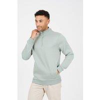 Brave Soul Men's Funnel Neck 1/4 Zip Sweatshirt in Green | Size: XL