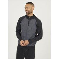 Brave Soul Men's Quarter Zip Funnel Neck Jumper in Charcoal | Size: XL
