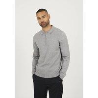 Brave Soul Men's Long Sleeve Knitted Polo in Grey | Size: 2XL