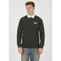 Brave Soul Men's Solid Colour Rugby Shirt in Dark Green | Size: 2XL