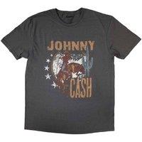 Johnny Cash Men's Cowboy T-Shirt in Charcoal | Size: Small