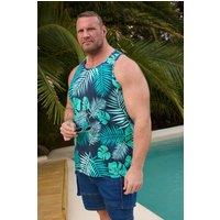 BadRhino Men's Leaf Print Vest in Dark Navy | Size: 5-6XL