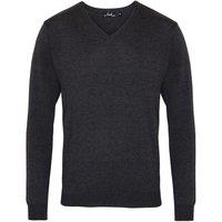 Premier Men's Knitted Cotton Acrylic V Neck Sweatshirt in Charcoal | Size: 5XL
