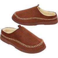 Atlas for Men Men's Faux Suede Sherpa Lined Slippers in Brown | Size: 9.5