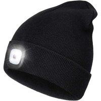 Dyzi Men's Rechargeable LED Lighted Beanie Headlamp Winter Hat in Black | Size: Medium/Large