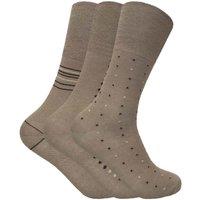 Sock Snob Men's 3 Pack Antibacterial Anti Sweat Bamboo Socks With Non Elastic Top in Beige | Size: 6-11