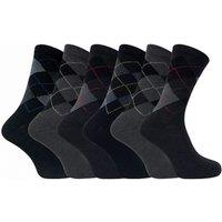 Sock Snob Men's 6 Pack Patterned Coloured Soft Cotton Dress Socks in Dark Grey | Size: 6-11