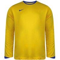 Nike Men's Graphic Logo Long Sleeve Crew Neck Yellow/Blue Football Top in Yellow | Size: XL