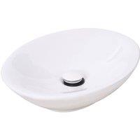 Living and Home Ceramic Countertop Washbasin with Waste Kit in White