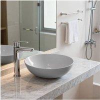 Living and Home Ceramic Countertop Round Washbasin with Waste Kit in Grey