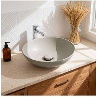 Living and Home Ceramic Countertop Washbasin with Waste Kit in Khaki
