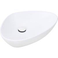 Living and Home Ceramic Countertop Washbasin with Waste Kit in White