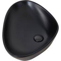 Living and Home Ceramic Countertop Washbasin with Waste Kit in Black