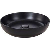Living and Home Round Ceramic Countertop Washbasin Vessel Sink in Black