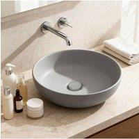 Living and Home Round Ceramic Countertop Washbasin Vessel Sink in Grey