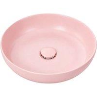Living and Home Round Ceramic Countertop Washbasin Vessel Sink in Pink