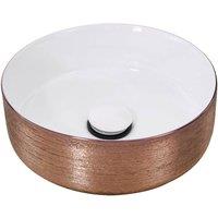 Living and Home Round Ceramic Countertop Washbasin Vessel Sink in Brown