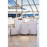 H&O Direct 4PCS Color-Block Lockable Travel Suitcase Set in White