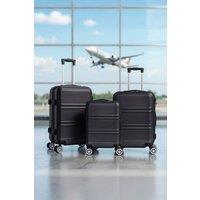 H&O Direct 3PCS Fashion Lockable Travel Suitcase Set in Black