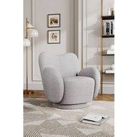 H&O Direct Modern Chenille Swivel Armchair in Light Grey