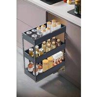 Living and Home 3-Tier Kitchen Cabinet Pull Out Aluminium Shelf Storage Drawer 20cm W x 43cm D x 45cm H in Black | Size: 20 cm W x 43 cm D x 45 cm H