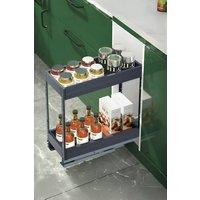 Living and Home 2-Tier Kitchen Cabinet Pull Out Aluminium Shelf Storage Drawer Organizer 20cm W x 43cm D x 45cm H | Size: 20 cm W x 43 cm D x 45 cm H