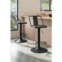 Living and Home 2Pcs Adjustable Swivel Bar Stool Dining Chair with Footrest in Black