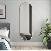 H&O Direct Gold Oval Wall Mounted Full Length Mirror Bedroom Wall Mirror, 50cm W x 150cm H | Size: 50 cm W x 150 cm H